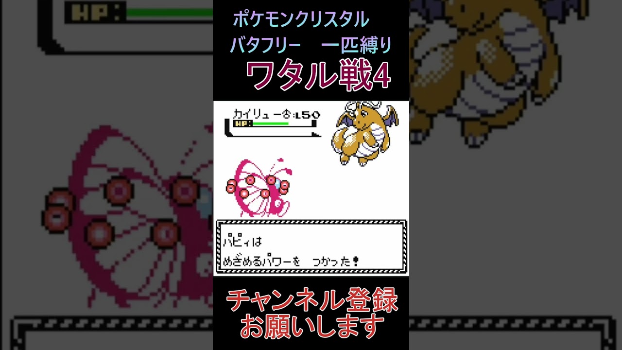 ワタル戦4　バタフリー　一匹縛り【ポケモンクリスタル】 #ゲーム実況 #ポケモン実況 #ゲーム