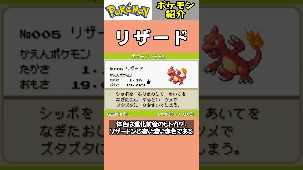 「リザード」ポケモン紹介 #任天堂 #ポケットモンスター #shorts