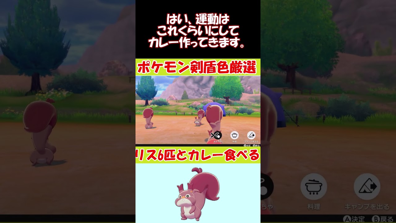 【ポケモン剣盾】色違いホシガリス6匹とカレー食べる【野生色厳選(1番道路)】 #Shorts