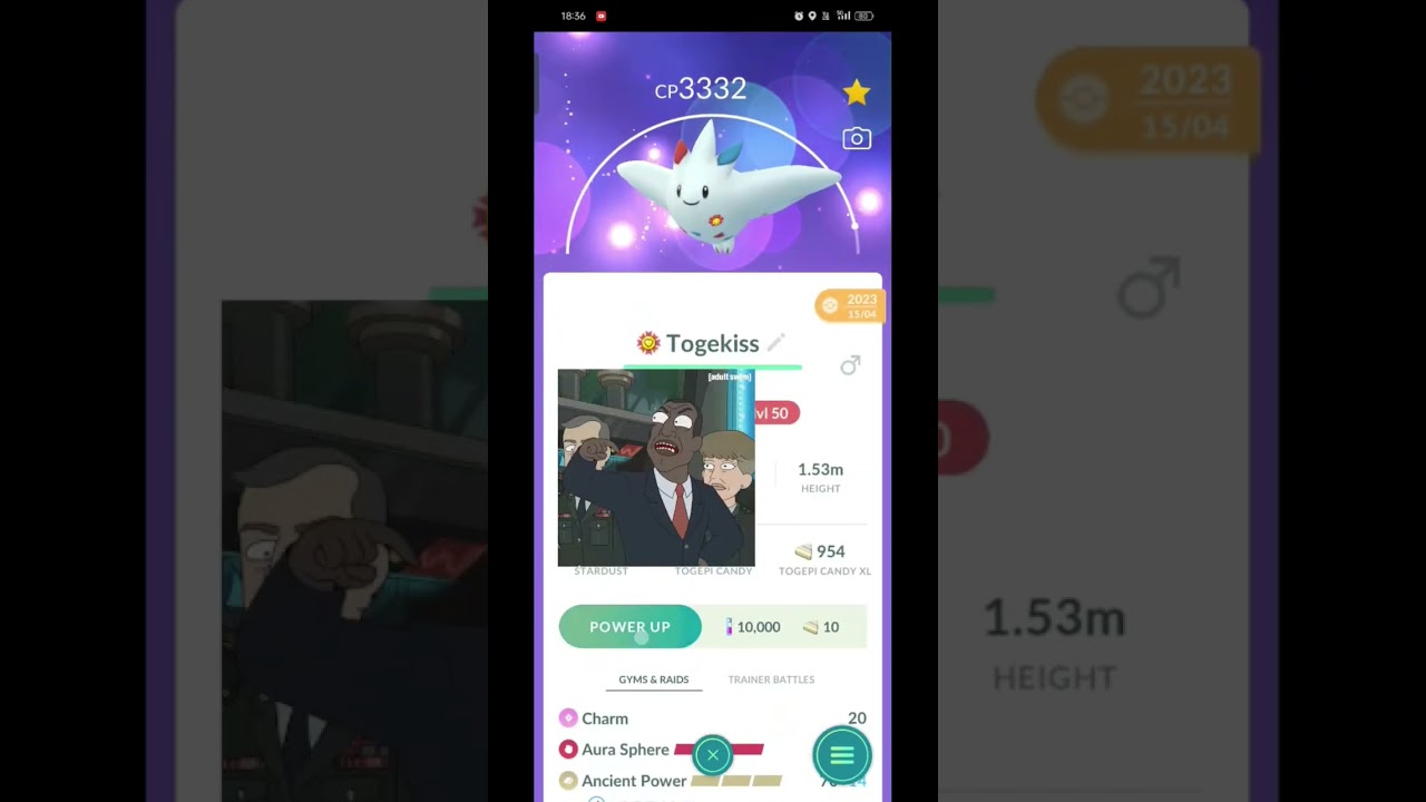 Powering up my Level 40 togekiss to Level 50 💪#pokemongo #pikachu #level50  #pokémongo #shorts