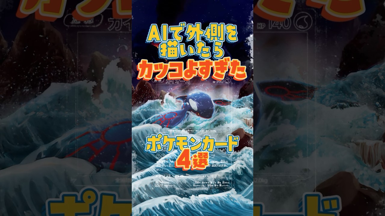 【💧タイプ編】AIで外側を描いたらカッコよすぎたポケモンカード4選【ポケカ】 #ポケモン #ポケモンカード #aiart #カイオーガ#キバニア #ゲコガシラ #マニューラ
