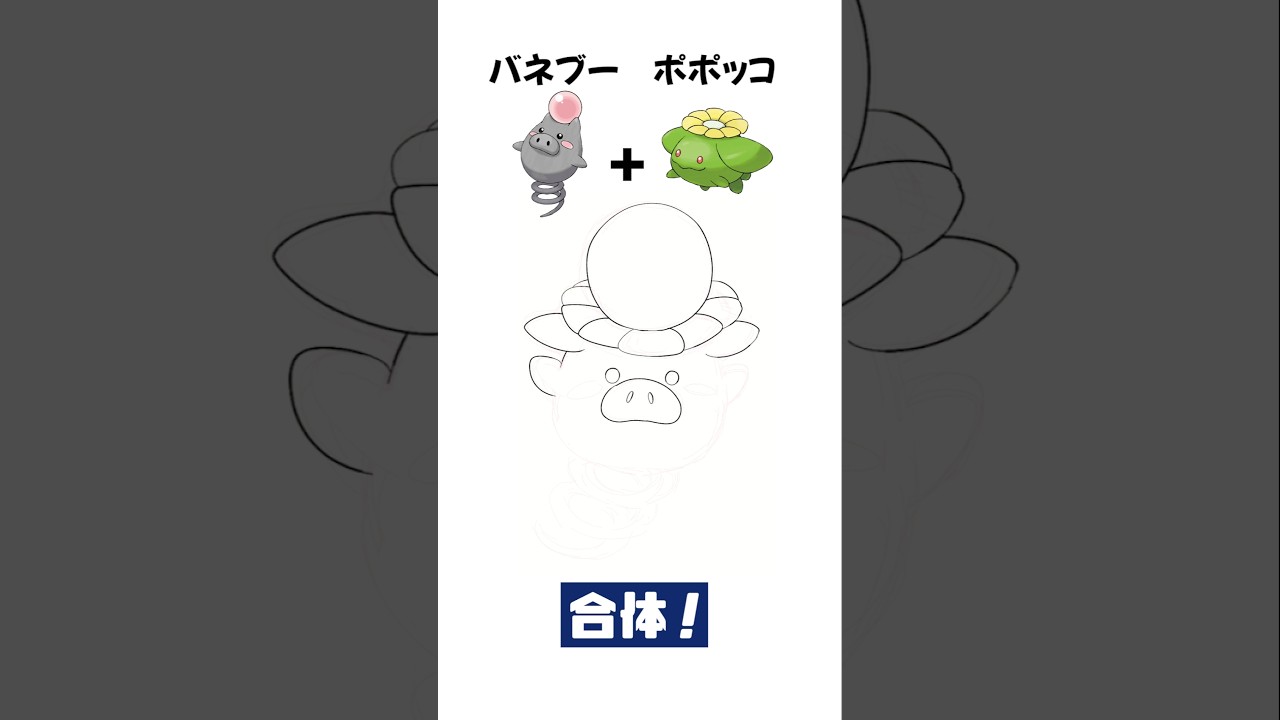 バネブー+ポポッコ #ポケモンフュージョン #pokemonfusion #fakemon