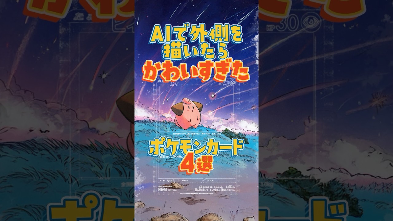 【ピンクのまる編】AIで外側を描いたらエモすぎたポケモンカード4選【ポケカ】 #ポケモン #ポケモンカード #aiart #プリン #ラッキー #ピッピ #ピィ