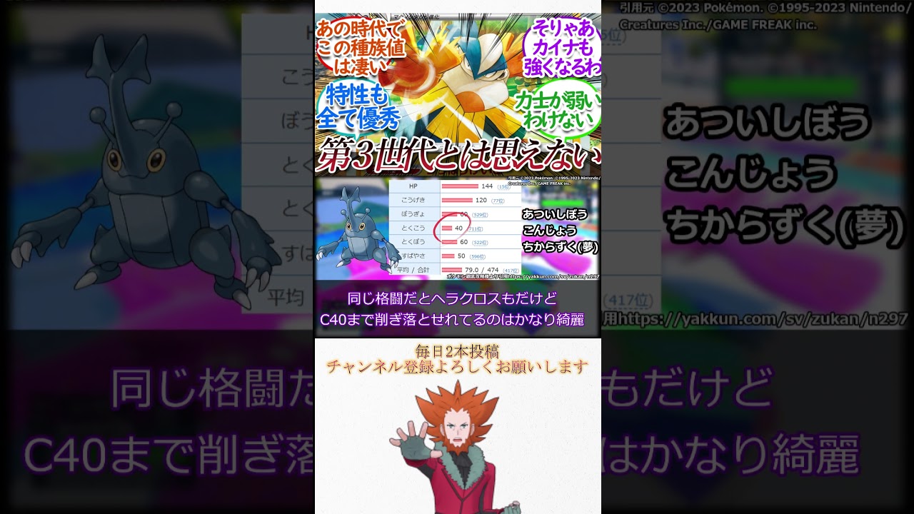 【ハリテヤマ】第三世代で一番種族値配分に無駄のないやつについての【反応集】#shorts