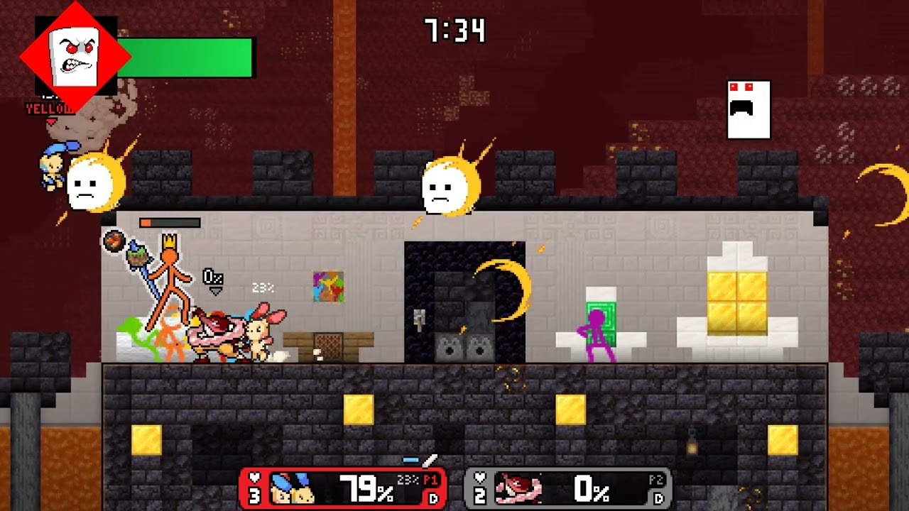 Rivals of Aether: Minun & Plusle vs 3 Bossberts, 2 Lv1 Rannos, & 1 King Orange (Full Stock)