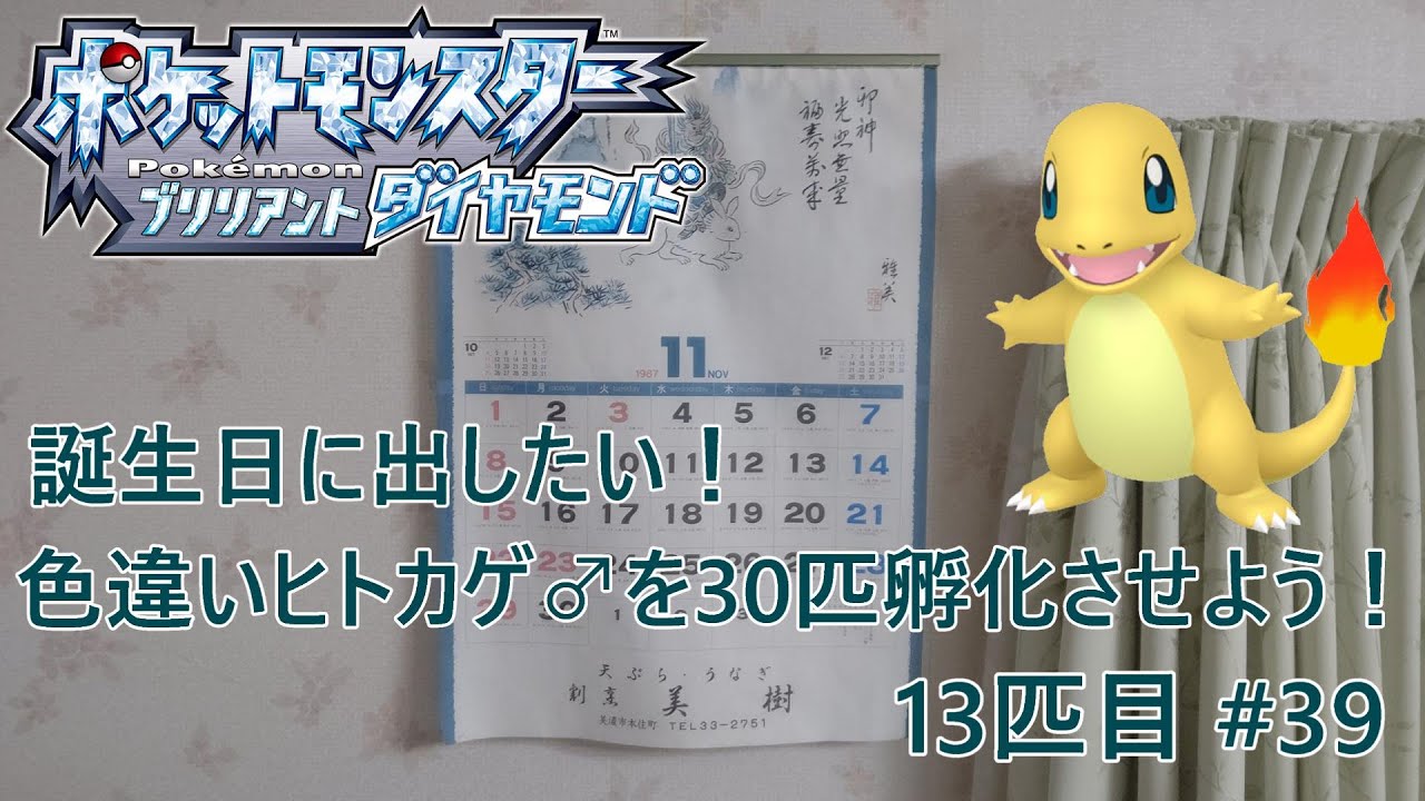 【ポケモンBDSP】誕生日に出したい！色違いヒトカゲ♂を30匹孵化させよう！【色違い】 13匹目 #39