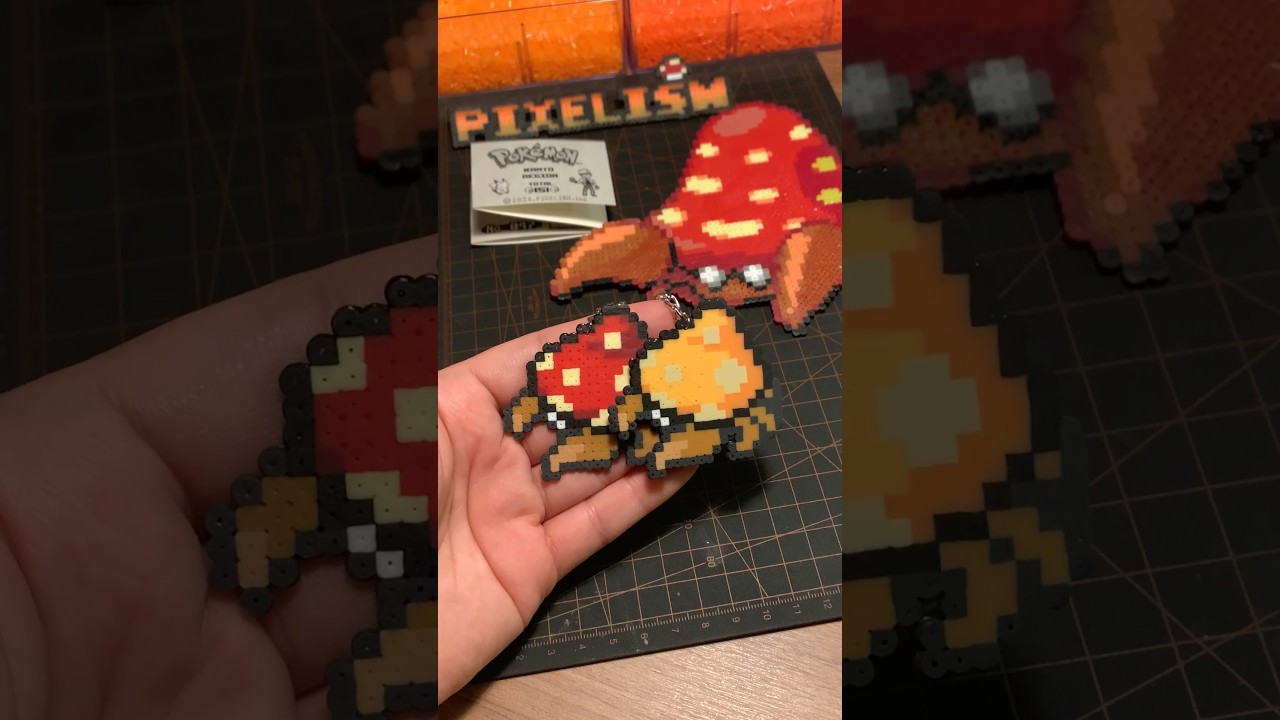Pokemon Gacha No.47 Shiny Parasect / perlerbeads paras pixelart #pokémon#parasect#paras#shinypokemon