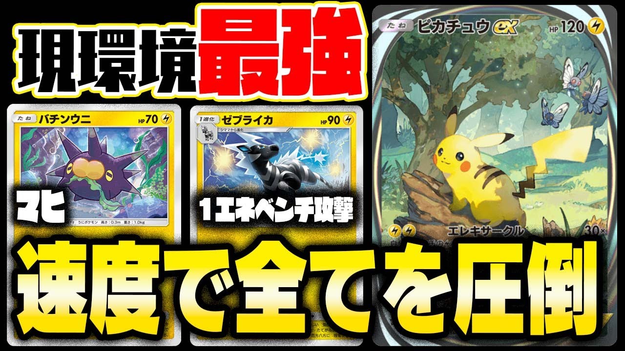 【最速最強】迷ったらコレを組め！『速度・安定・ベンチ狙撃』全てを兼ね揃えたバチンウニ・ゼブライカ入りピカチュウexが強すぎた…【ポケポケ/対戦】