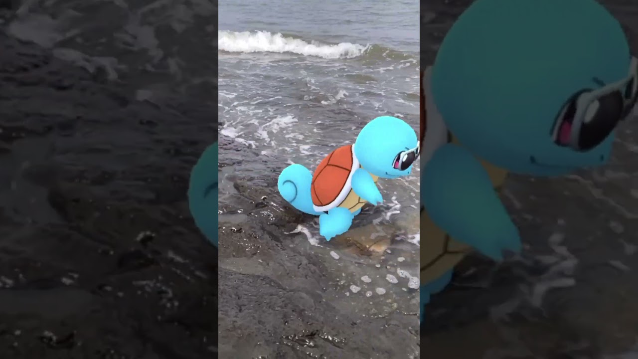 色違いゼニガメ(サングラス)｜Squirtle(Costume)｜ShinyPokémon【ポケモンGO】PoKeMoN GO AR｜AR動画｜NianticAR｜淡路島