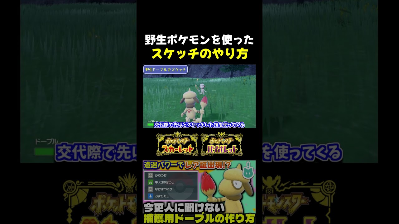 【ポケモンSV】ドーブルにスケッチで技を覚えさせる方法パターン1 野生ポケモンを使おう!!【切り抜き】【色違いポケモン】【色違い厳選】#shorts