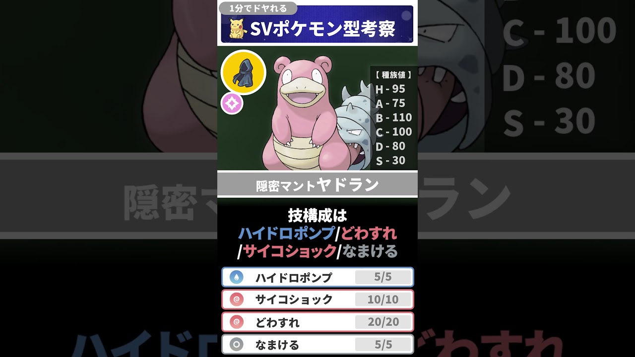 1分でドヤれるポケモン型考察 隠密ヤドラン編【ポケモンSV】