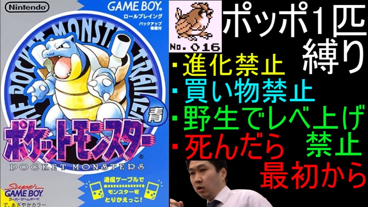 【世界最難関縛り】ポケモン初代 ポッポ1匹で全クリ目指す配信 5日目【人生縛り】