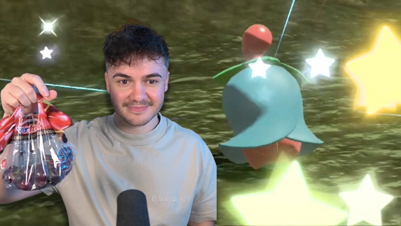 Catching shiny Cherrim while eating real cherries (ft. sunnie)