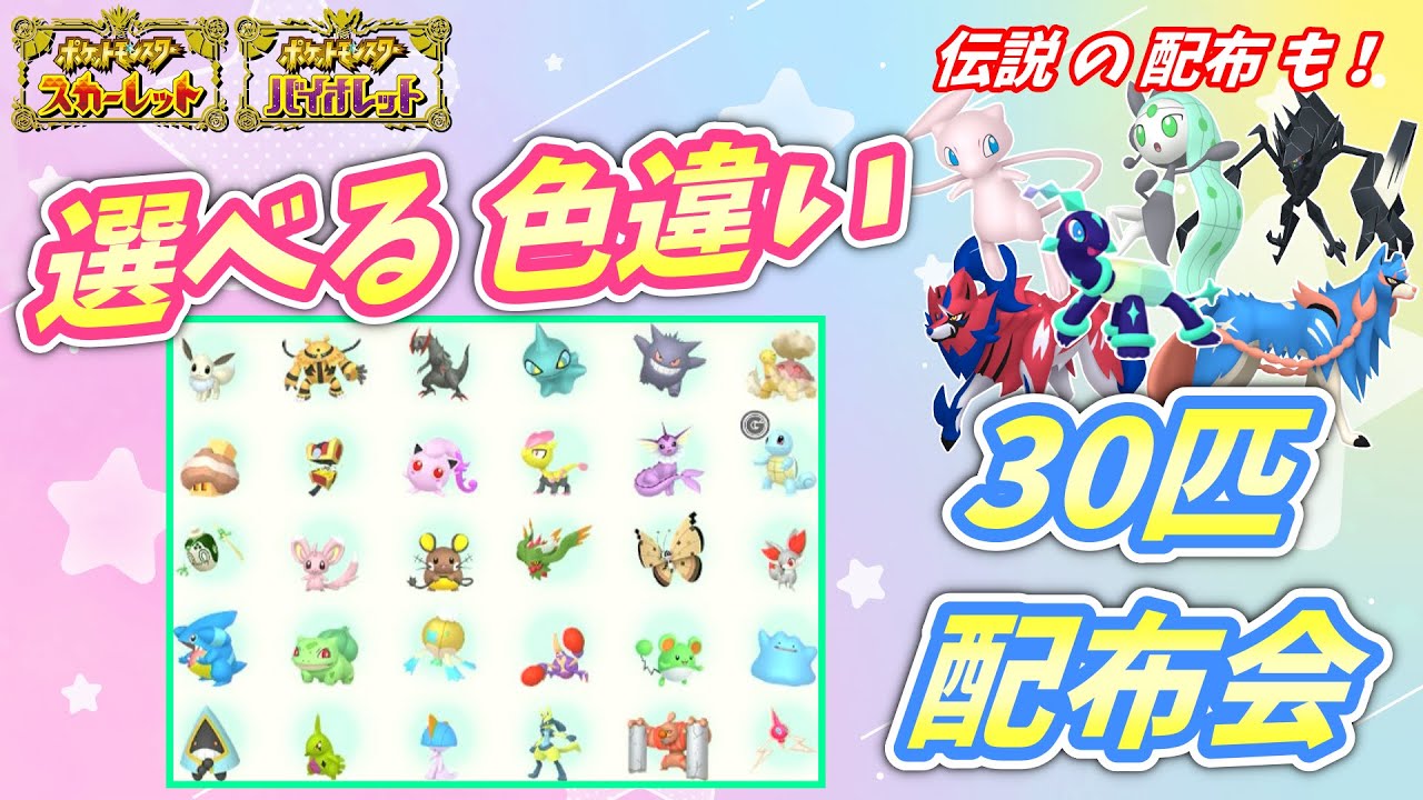 リスナー産！選べる色違い30匹 配布会！色メロエッタなど伝説配布も！【ポケモンSV】