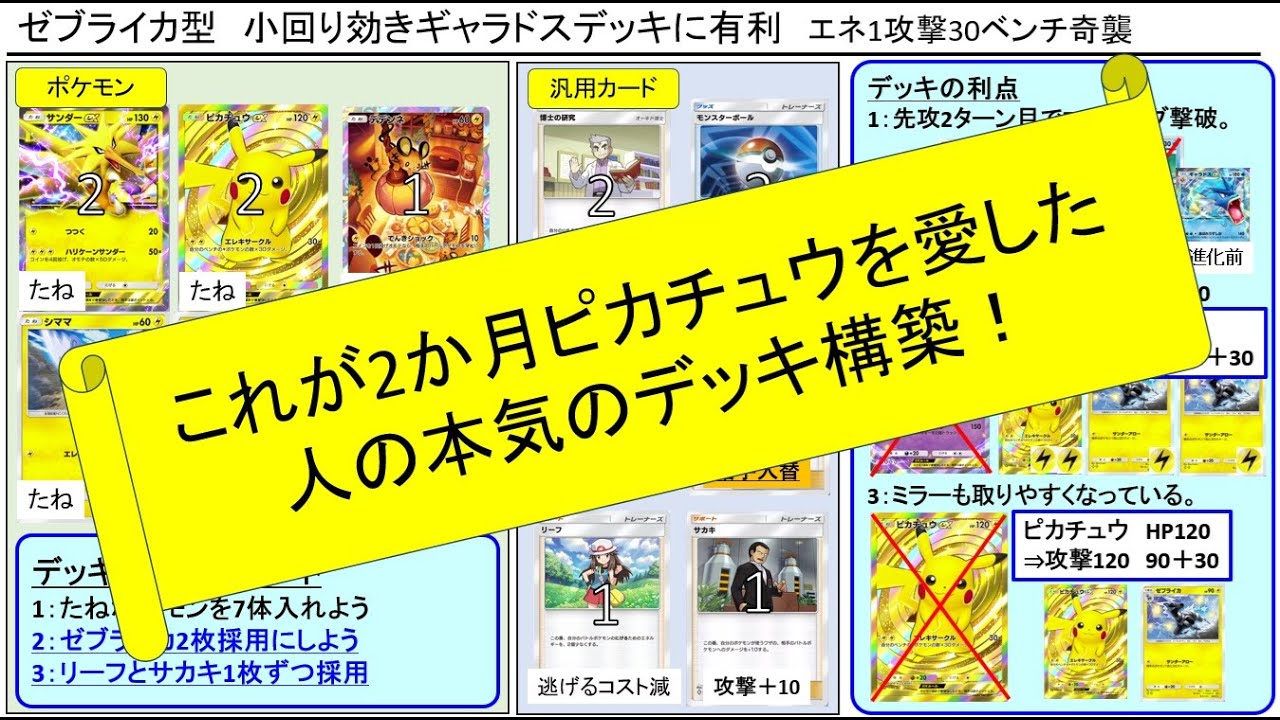 【ポケポケ】本気の自信作！ピカチュウexデッキ12月決定版【デンチュラ型も面白い】