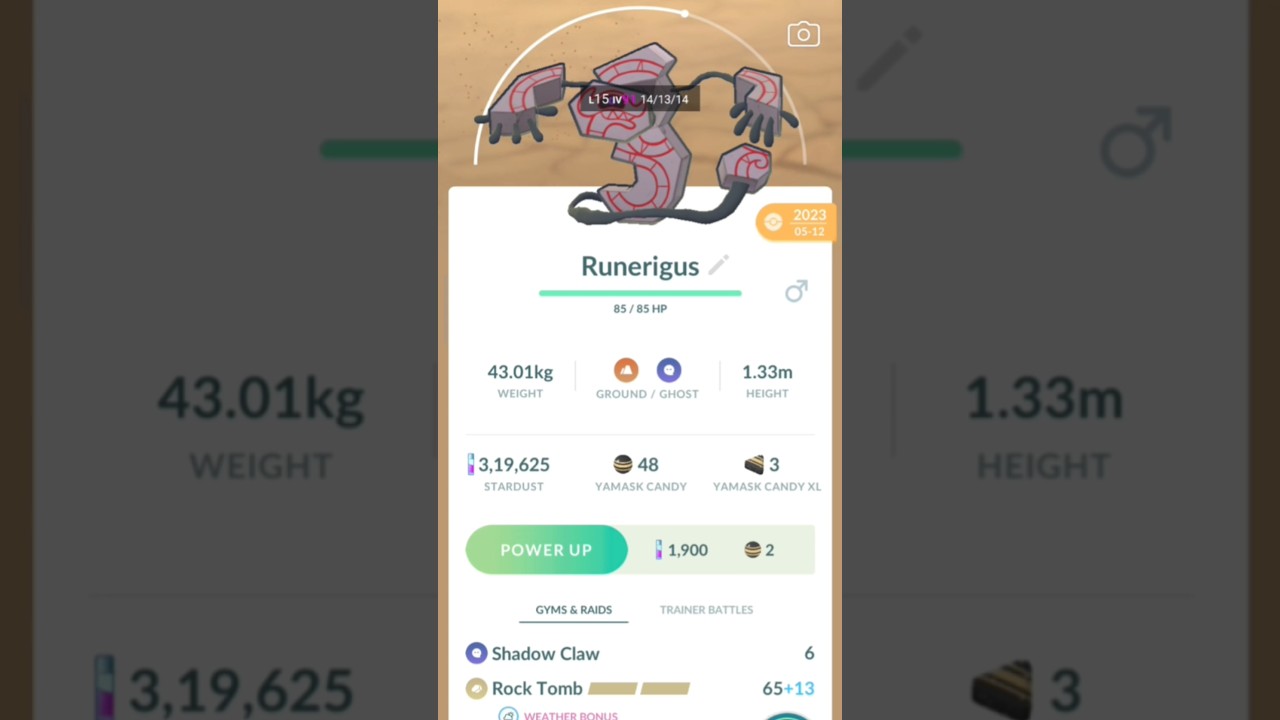 ✨Yamask Pokemon Evolve Runerigus in Pokemon go ✨#legendary #shinylegendary #pokemongo #gaming #gbl 🥵