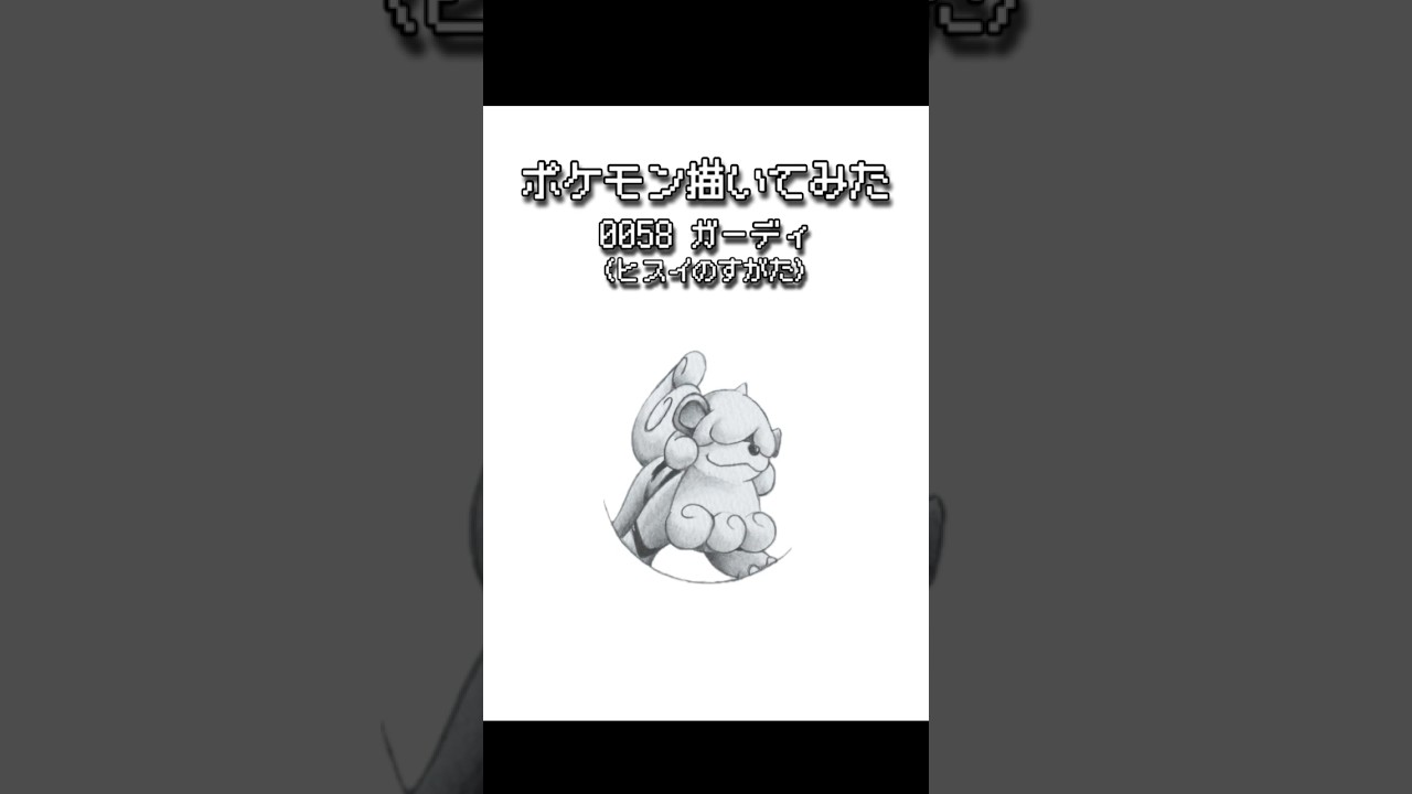 【めざせ 全国図鑑制覇！】 鉛筆で絵描くポケモンのイラスト 0058 ガーディ (ヒスイのすがた) #ポケモン #pokemon #描く動画 #shorts