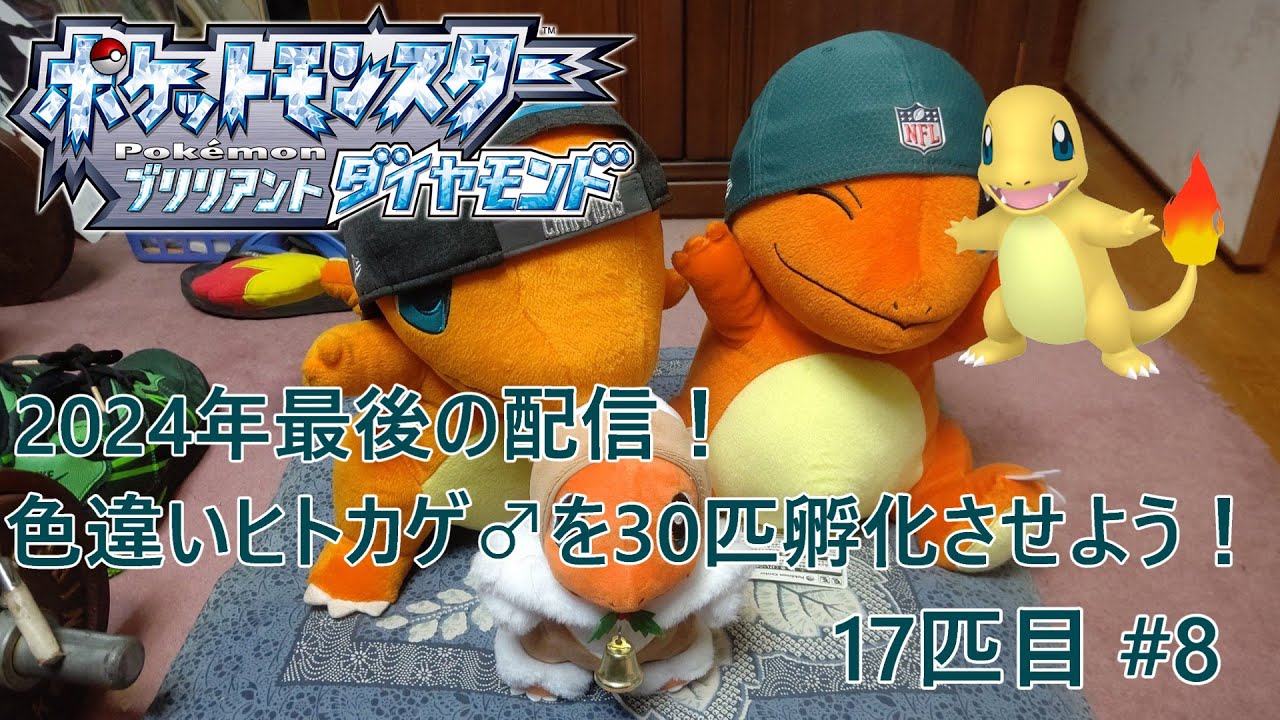 【ポケモンBDSP】2024年最後の配信！色違いヒトカゲ♂を30匹孵化させよう！【色違い】 17匹目 #8