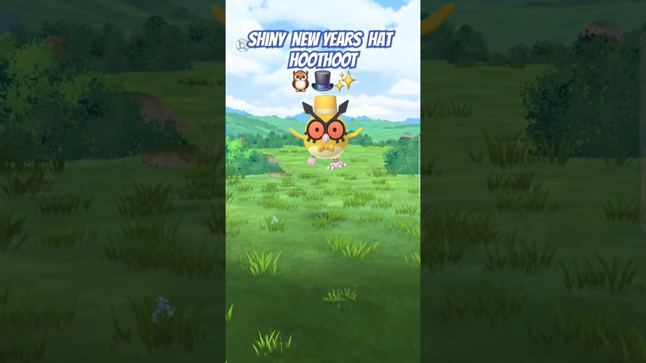 Shiny New Years Hat HOOTHOOT in the wild! 🦉🎩✨️ #pokemongo #shorts #rare #newyear (👍 & Subscribe!)