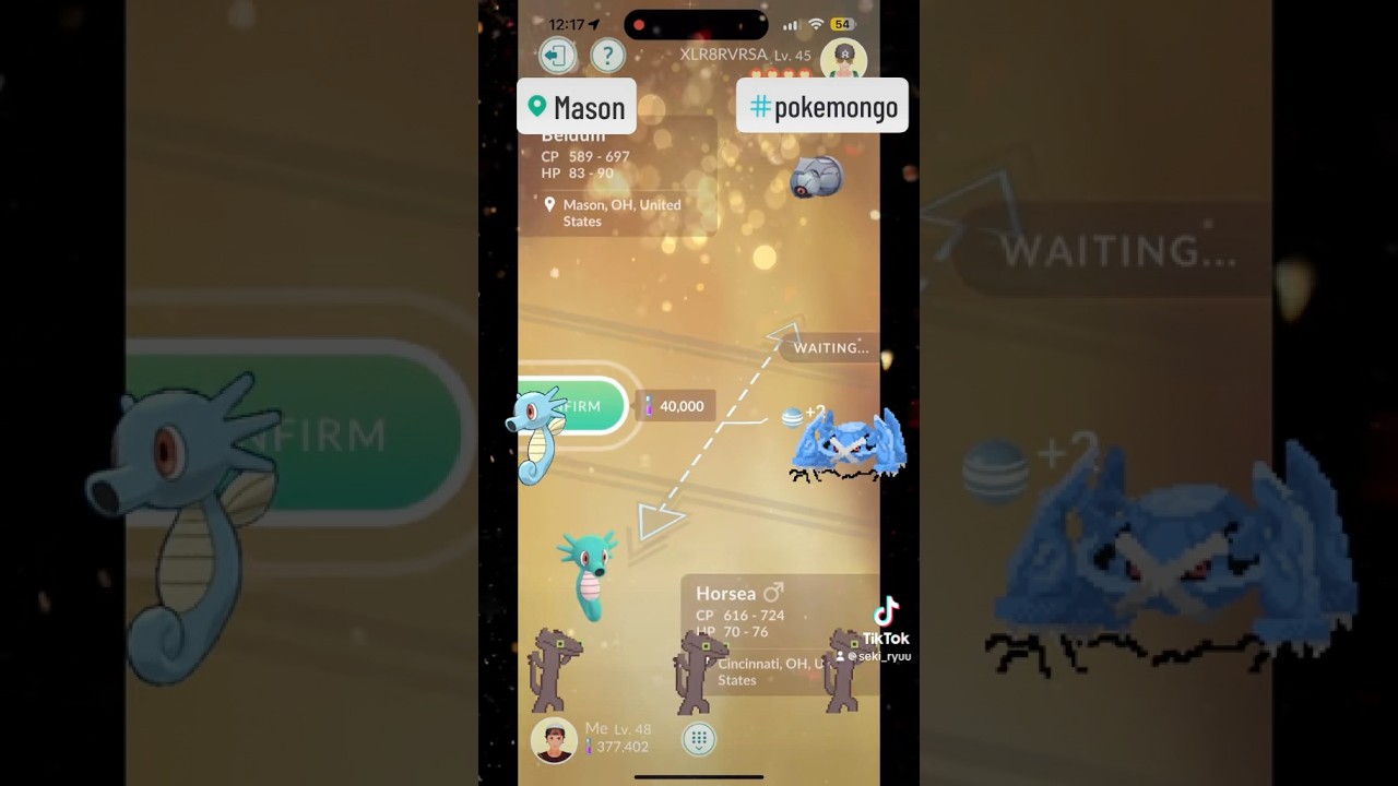 SHINY LUCKY TRADE No.2 | Seki & X’s Lucky Trade! | Horsea & Beldum! 楽しんでください。#pokemon #fyp #shiny