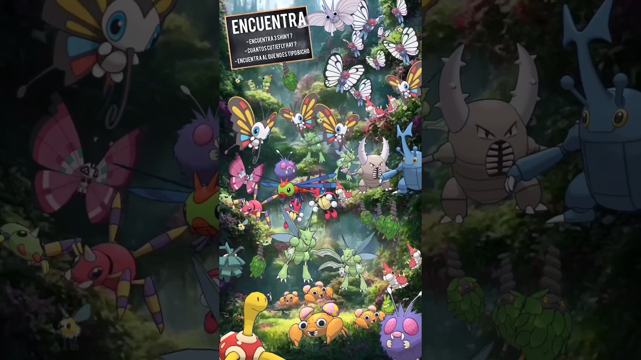 ✨ POKE DESAFÍO - ENCUENTRA  3 SHINYS - AL POKÉMON QUE NO ES TIPO BICHO Y CUANTOS CUTIEFLY HAY ?