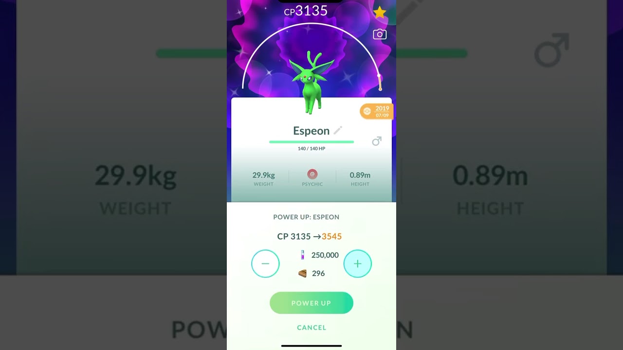 Shiny ✨ Espeon lvl50 MAX Out CP! Extreme Power Up! PokemonGO