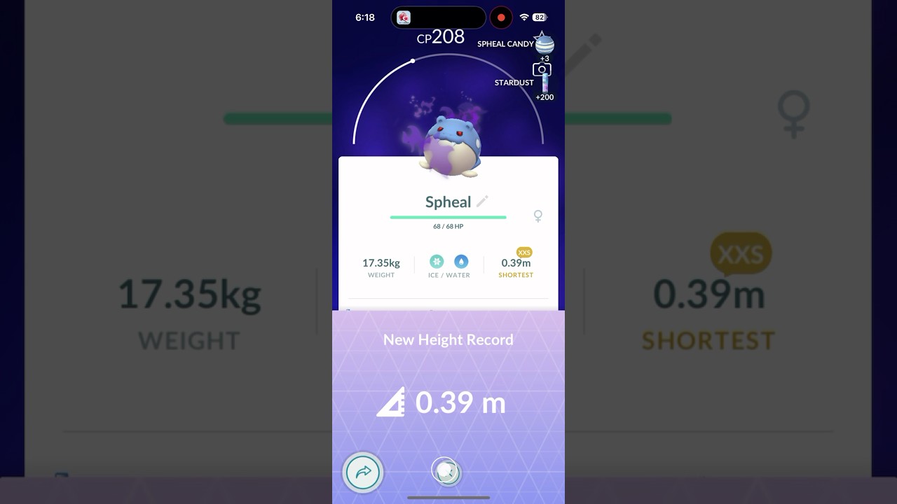 Tiniest Shadow Spheal in Pokemon Go! It’s tiny! #pokemongame #pokemongo #pokemon #spheal #teamrocket