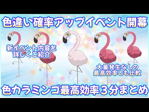 SVカラミンゴ色違い確率アップイベ最高効率厳選３分まとめ #ポケモンsv #最高効率 #色違い #カラミンゴ #証 #パルデア地方 #レックウザ