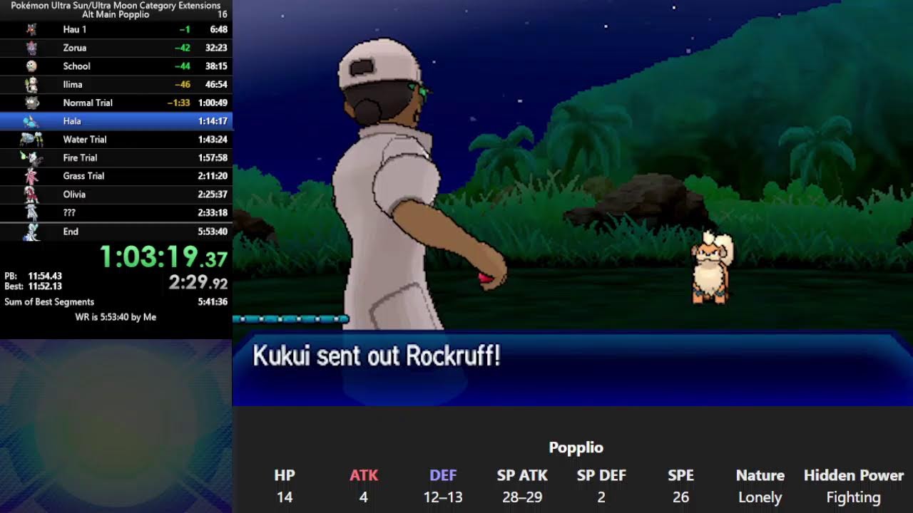 Pokemon Ultra Moon Popplio Speedrun (goal: Sub 5:50)