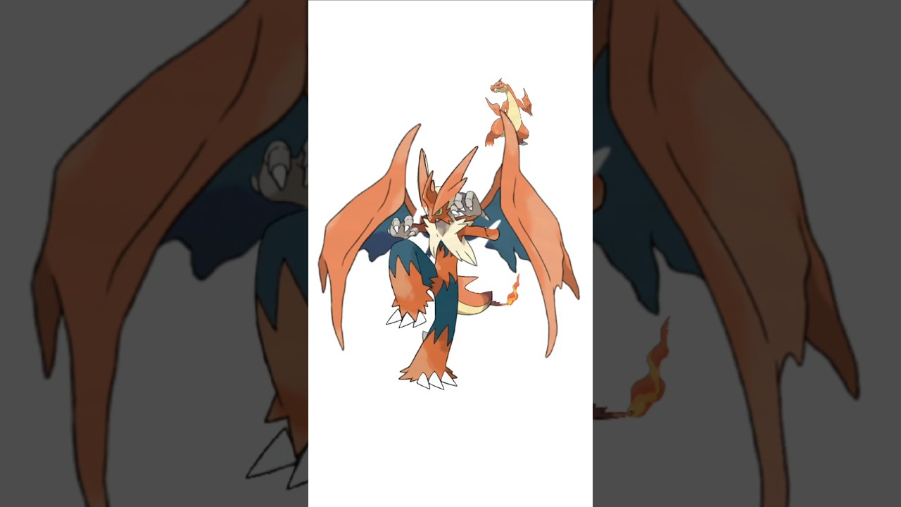 メガバシャーモ＋メガリザードンY合成。鳥竜人　#ポケモンフュージョン #改造ポケモン  #伝説のポケモン #最強ポケモン #pokemon