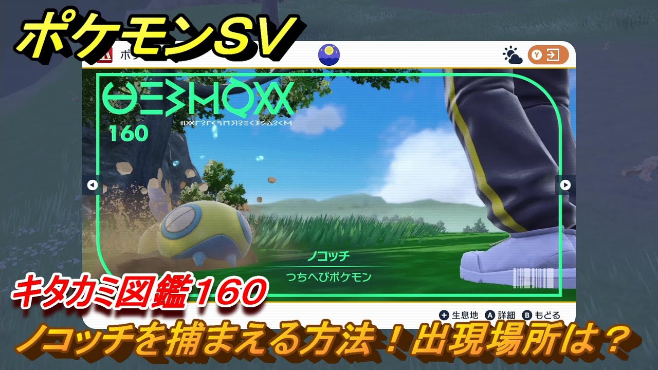 ポケモンＳＶ　ノコッチの出現場所は？　キタカミ図鑑１６０　ポケモン図鑑を完成させよう！　＃１０１　【DLCゼロの秘宝　碧の仮面・藍の円盤】
