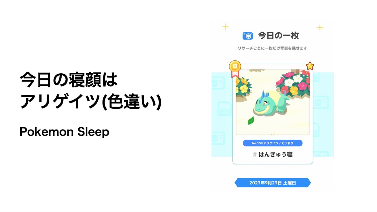 ポケモンスリープ 今日の寝顔はアリゲイツ(色違い)