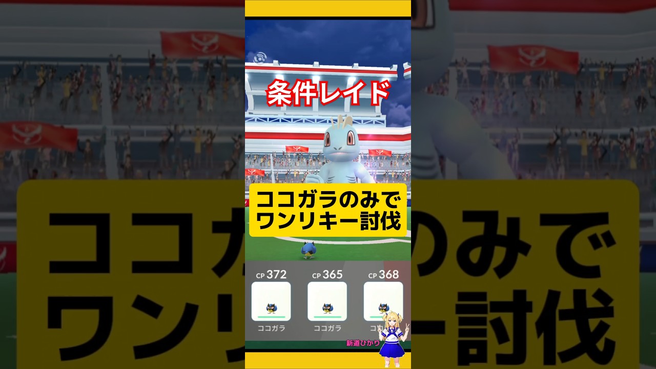 ココガラのみでワンリキーに勝つ！条件付きレイドの結果！#ポケモンgo #ワンリキー #ココガラ #レイド #pokemongo #新道ひかり