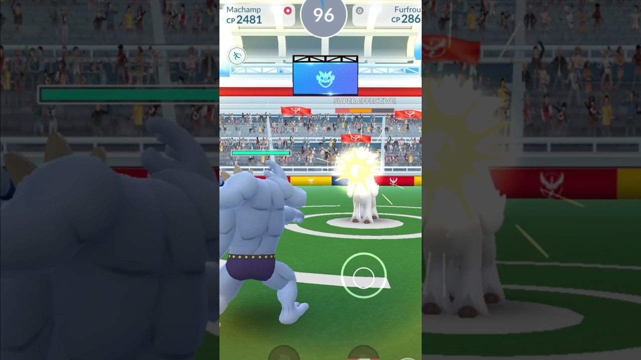 Machamp🥊SMACKS Furfrou in Gym Battle! 💥 #pokemon #gymbattles #machamp #furfrou #new #viralshort