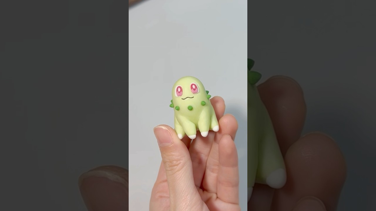 【ポケモン】チコリータのミニチュアフィギュア作ってみた #ポケモン#フィギュア  #pokemon #clay #miniature