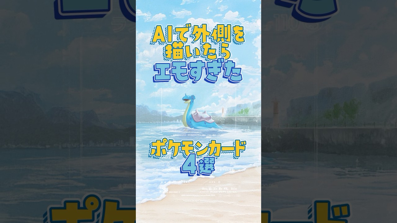 【💧タイプ編】AIで外側を描いたらエモすぎたポケモンカード4選【ポケカ】 #ポケモン #ポケモンカード #aiart #ゼニガメ #アズマオウ #ウミディグダ #ラプラス