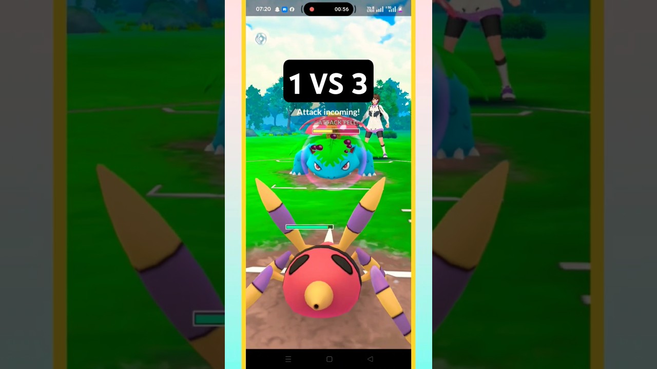 Ariados Destroy Opponent All Pokemon || 1 VS 3 || @pokemongo #shorts #ytshorts