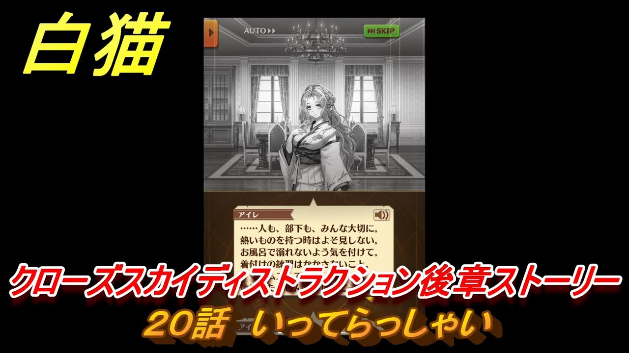 白猫　クローズスカイディストラクション後章ストーリー　２０話　いってらっしゃい　ガチャキャラ　アステリア（剣）サヤ（弓）ナコッタ（魔）　＃３３　【白猫プロジェクト】