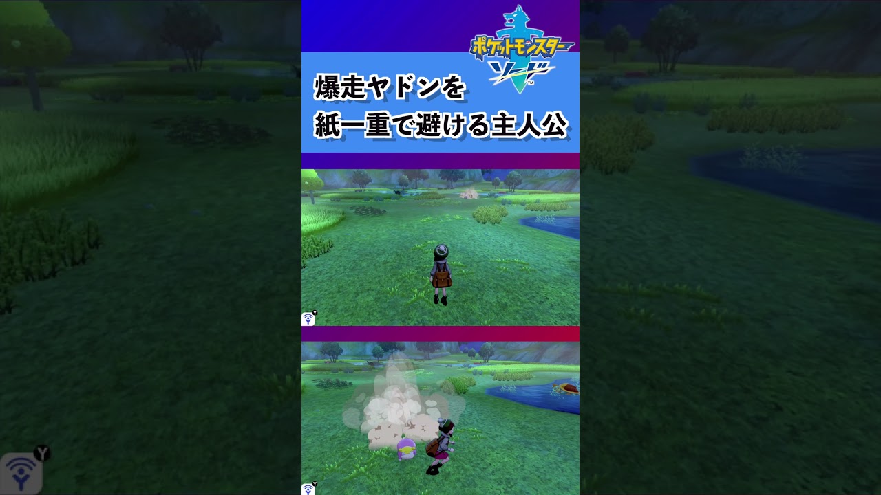 【ポケモン剣盾】爆走ヤドンを紙一重で避ける主人公#shorts #pokemon #ポケモン剣盾