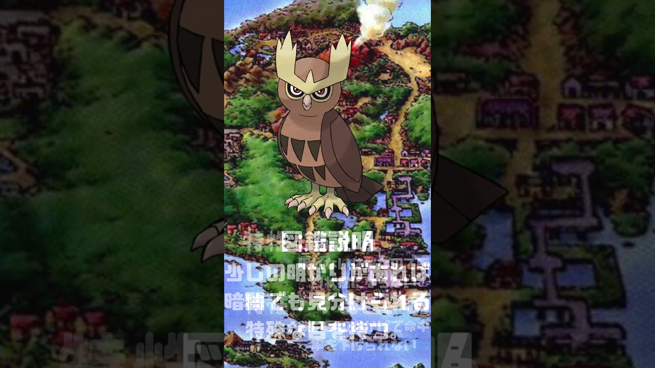 Ｎｏ．0164 ヨルノズク【ポケモン図鑑】 #shorts   #ポケモン　#pokemon