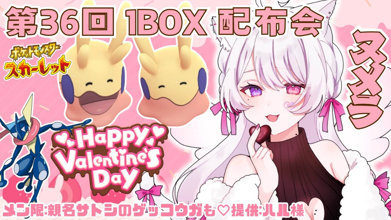 〖色違いヌメラ/サトシのゲッコウガ〗バレンタイン🍫チョコもらって～🥺〖ポケモンSV〗#猫音美弥 #初見歓迎 第36回ポケモン配布会