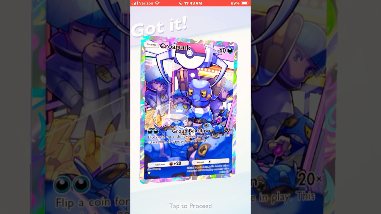 Pokemon TCG Pocket: Croagunk pull from a wonder pick