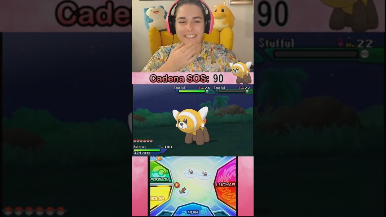 [REACCIÓN] ✨ Stufful SHINY en 90 de cadena de SOS en Pokémon Ultrasol ✨ #pokemonshinyhunting #shorts