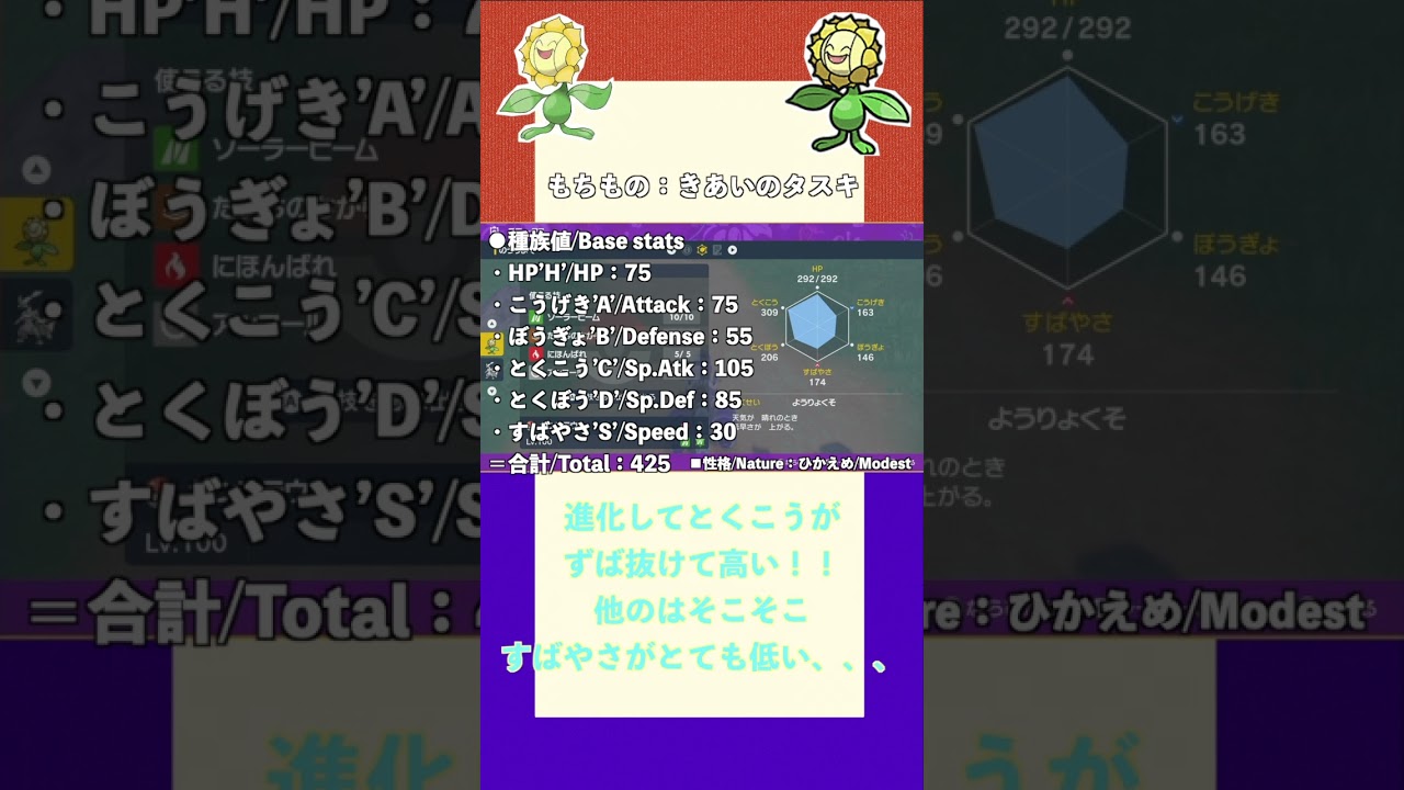 ポケモンSV パルデア図鑑032　キマワリ　レベル100 #shorts