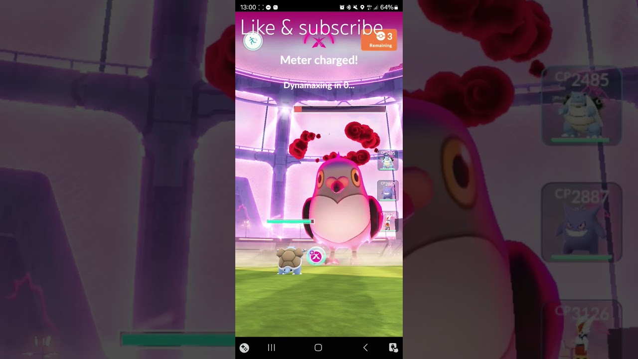 #Blastoise Brings the Pain! In a #Dynamax Battle in #pokemongo Vs a #pidove