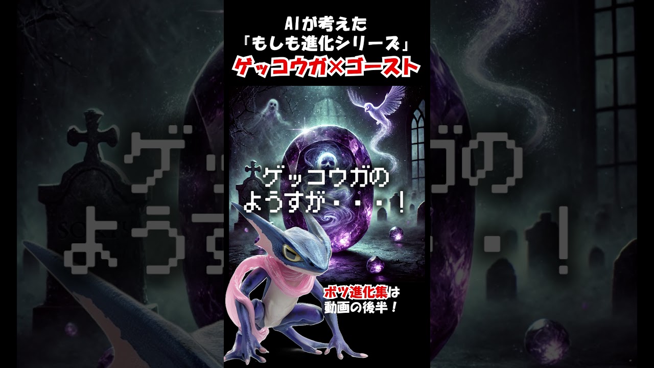 もしも進化シリーズ ゲッコウガ×ゴースト【AI生成】 #shorts #pokemon #pokémon #ポケモン #ゲッコウガ #ポケカ #ポケモンカード #ポケポケ #ai #ai生成