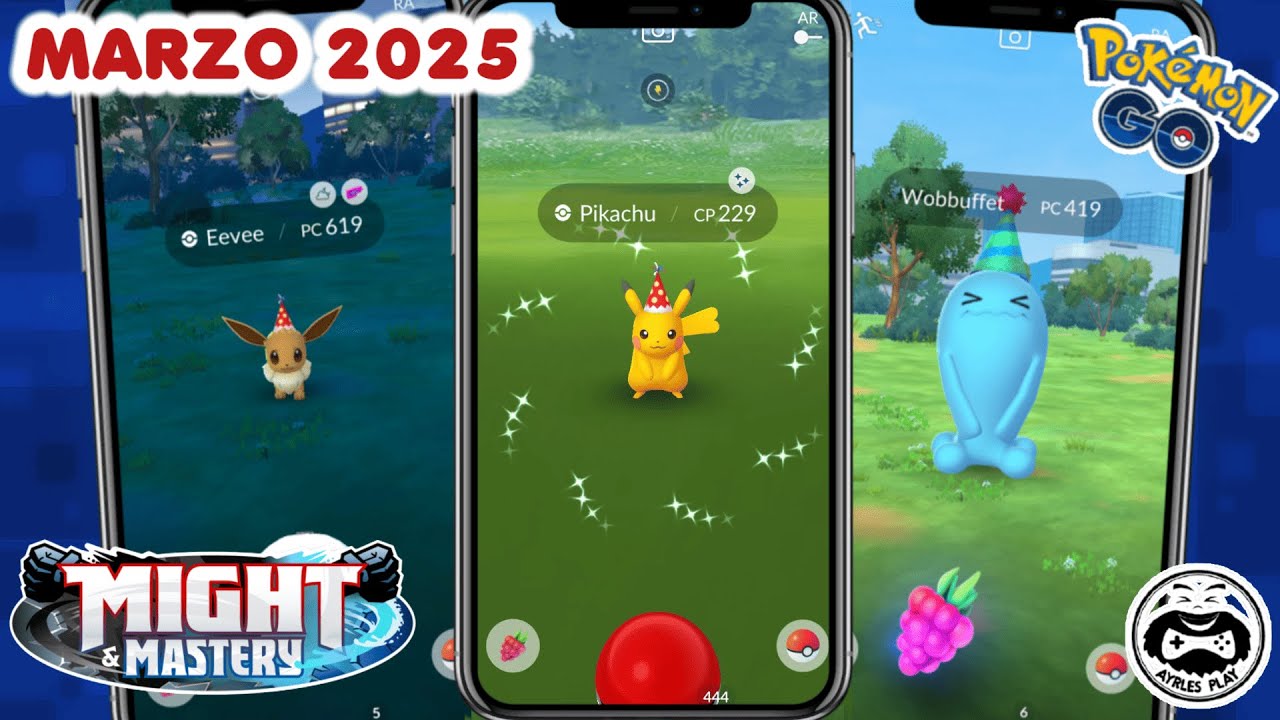 CONSIGUE a PIKACHU, EEVEE y WOBBUFFET SHINY con GORRO de FIESTA en POKEMON GO en MARZO 2025