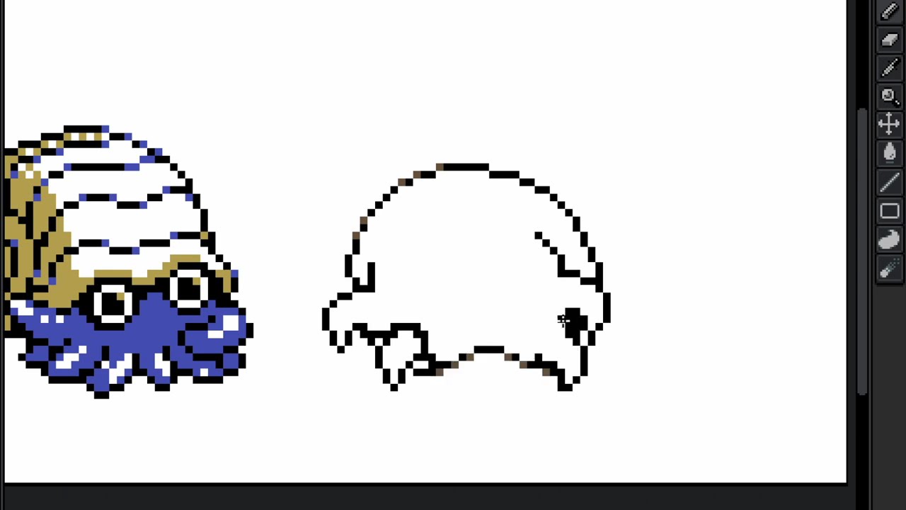 I draw Omanyte and Kabuto hanging out in Aseprite!