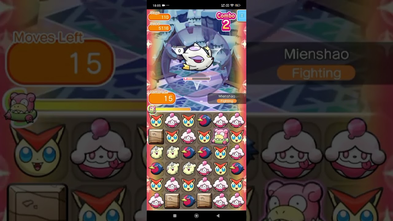 MIENSHAO | POKEMON SHUFFLE MOBILE | STAGE 110 #pokemon #pokemonshuffle #mobilegame #shinypokemon