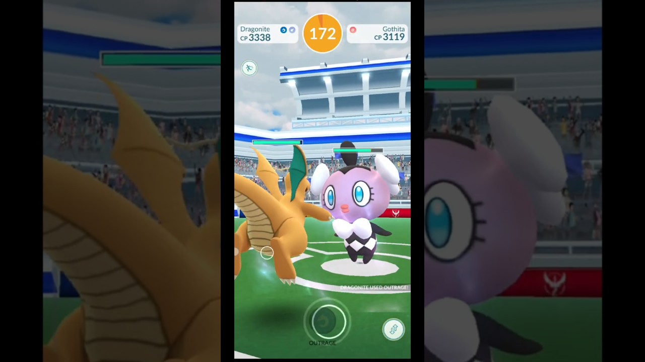 Raid Battle - DRAGONITE VS GOTHITA #pokemongo #pokemon #dragonite #vs #gothita